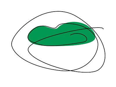 Single line lips series - Green