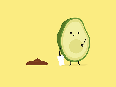 avocado 365 daily challenge avocado character design flat funny illustration poop vector