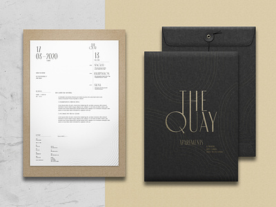 The Quay - Stationery & Folder black branding design graphic logo minimal typography white