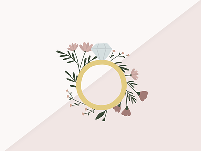 Floral wedding ring illustration branding engagement floral flowers graphic design greeting card illustration pink wedding