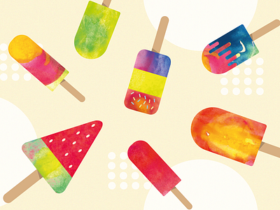 Popsicles colourful illustration patterns popsicles watercolour