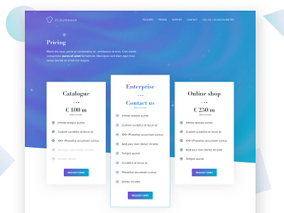 PROMO pricing page webdeisgn