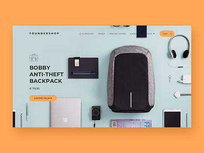 Foundershop discover product page desktop orange shop store ui ux webpage webshop website