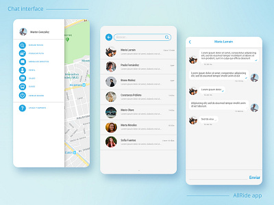 Chat interface - Carpool app app carpool carpooling chat chat interface clean creative design flat mobile app design mobile app development mobile app experience ui ui ux design ux