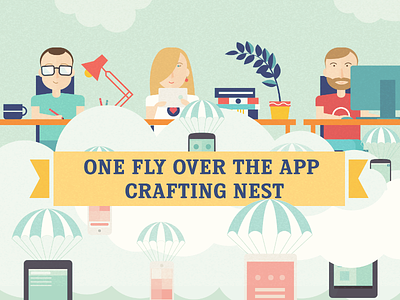 One fly over the app crafting nest best boy character flat girl illustration ios ipad iphone man web woman
