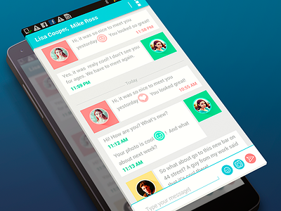 Dialog screen android app chat design dialog flat interface messanger ui ux