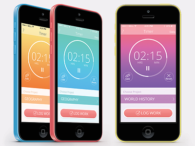 Timer App android app apple colors design flat interface ios ios7 timer ui ux