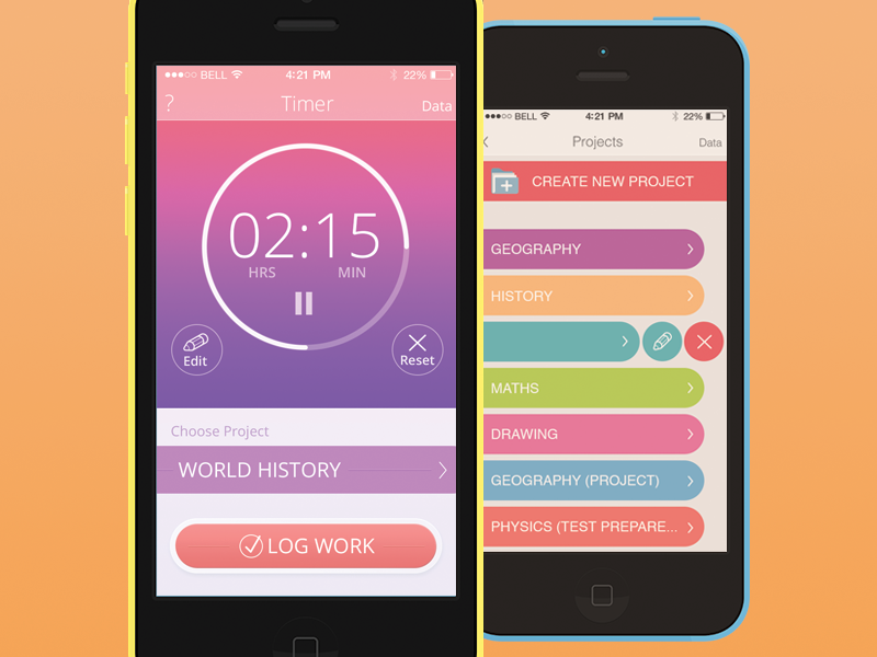 Timer (part 2) flat design app ios ios7 timer ui interface ux apple android colors