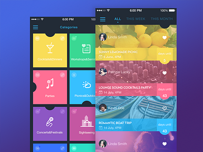 Event App app colors design event icon interface ios ios8 material ui ux