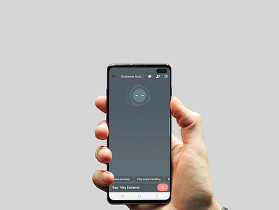 Extreme Personal voice Assistant on S10 Plus Mockup ai artificial intelligence branding design invite marvel marvelcomics mobile mobile ui thanos ux