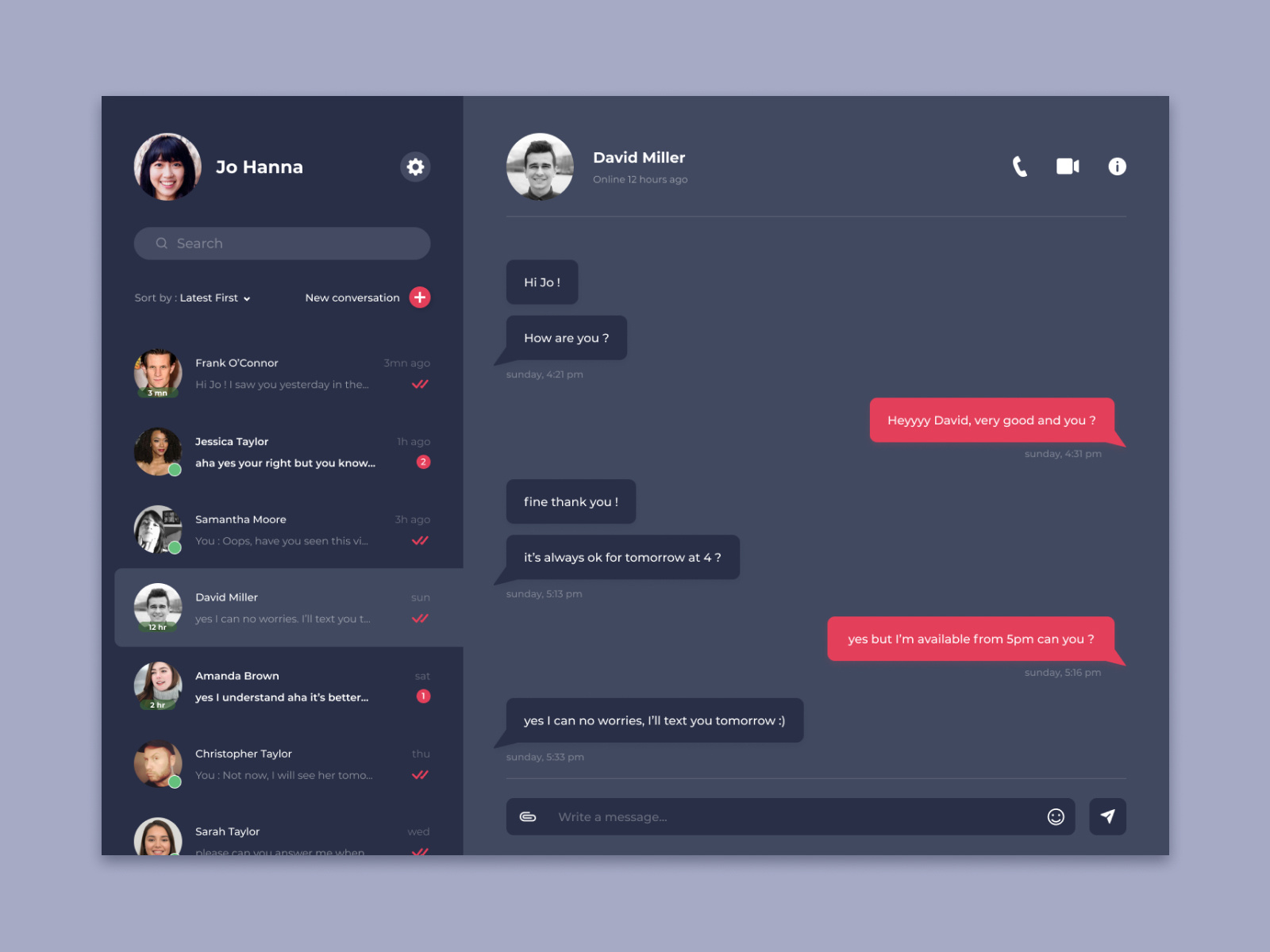 Direct Messaging Web Interface by Pierre L on Dribbble