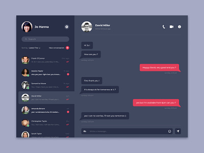 Direct Messaging Web Interface 013 chat daily ui dailyui dark design designer interface interfacedesign message messaging ui ui design uidesign ux ux design web design webapp webapp design webdesign