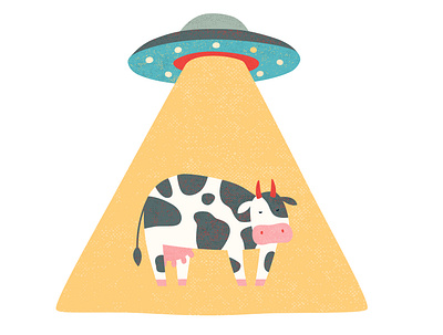 UFO abducting a cow abduction cow illustration invasion logo spaceship stealing ufo vector