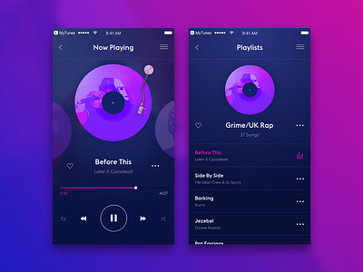 Concept Music Player app blur bright flat gradient mobile music player ui ux vibrant