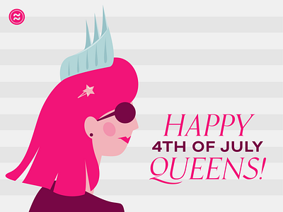 Happy 4th of July Queens! 4th of july crown hair illustration independence july liberty pink queen statue of liberty usa woman