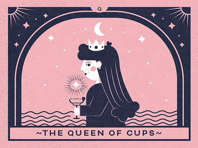 The Queen of Cups of Nuevo Studio arcana cups design esoteric esoteric designs girl girl illustration graphic design illustration margaritas pink queen tarot tarot card tarot cards
