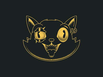 Cat-soldier of fortune animal cartoon cartoon character cat character character design cheshire cat crazy cuphead earring flat illustration lineart mad madness monochromatic pirate texture wild wildness