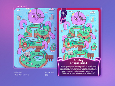 Drifting octopus island card cardgame cartoon cartoon character character character design game illustration loaction octopus play sea