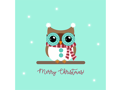 Christmasowl christmas christmas card flatdesign holiday illustration mint owl scarf snowflakes vector art winter
