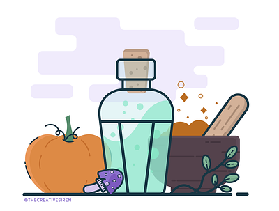 October Potions adobe illustrator alchemy concoction flatdesign potions pumpkin vector art