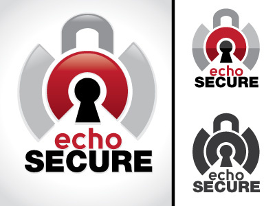 Echo Secure echo lock logo red secure security sound tech wave