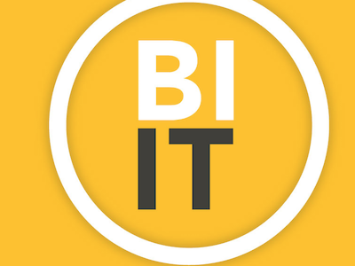 BI-IT Services Logo business circle it logo redesign technology yellow