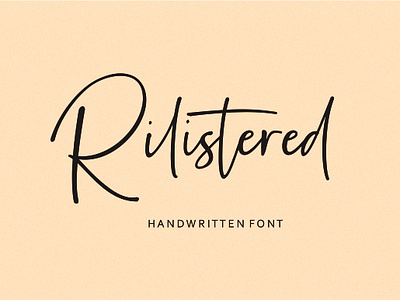 Rilistered Handwritten font advertisements branding invitation label logo magazine photography product designs product packaging social media posts special event tittle watermark web design wedding designs
