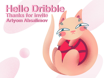 Hello Dribble! cat design first shot hello dribble ilustration pink vector