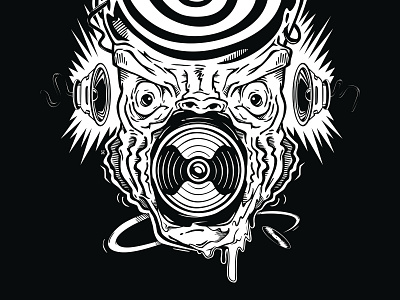 Punx SS bw face illustration monster music punx ss techno tekno vector