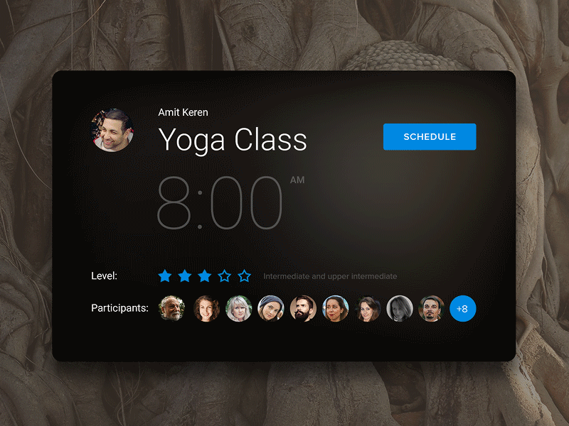 Yoga Class Widjet black blue debut sport ui ux widjet yoga