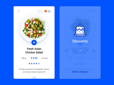 Restaurant menu app android app blue clean dish food ios material menu minimal restaurant white