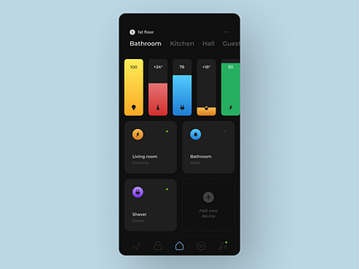 Smart home app android app clean clear dark night mode sketch smart home smart house ui ux