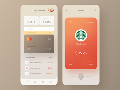Dieter Finance App app apple pay banking clean clear credit card figma finance master card money orange payment transactions ui ux wallet warm