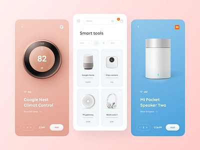 Smart Tools online store app blue buy catalogs clean clear concept e comerce figma google nest monster beats online seller pink product shop store ui ux