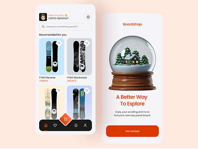 Boardshop - Concept of a snowboard shop design ecommerce minimal mobile shop snowboard ui winter
