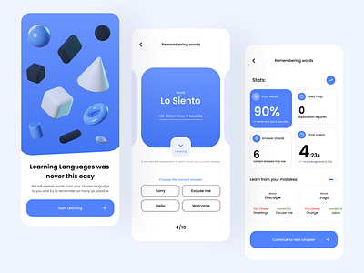 Language-learning App Design design flat language language learning learning mobile modern ui