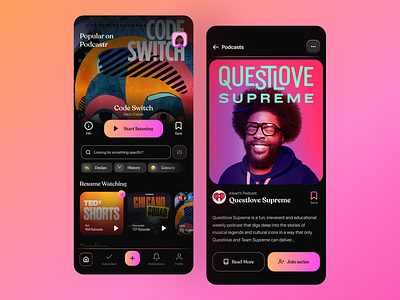 Podcasts sharing Platform - Mobile App UI