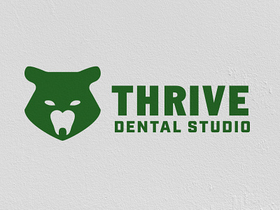 Thrive Dental Studio bear branding dental dentist design doctor green hipster identity illustration logo medical oregon portland tooth vector