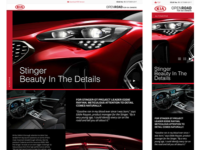 Kia E-Magazine Dark Article Design responsive design ui design ux design web design