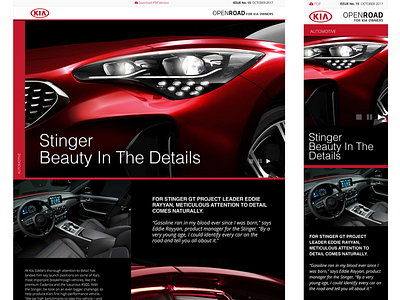 Kia E-Magazine Dark Article Design