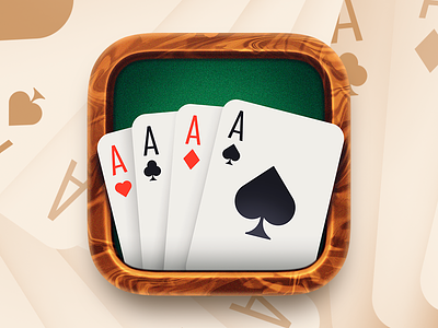 Solitaire App Icon ace aces car app card game cards cardstock casino felt gambling icon ios lighting photoshop solitaire texture wood