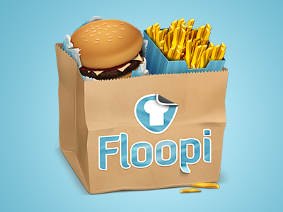 Client Icon#1 bag burger food fries icon logo paper sticker umbrella