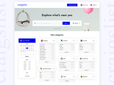 Craigslist redesign craigslist design graphic design international landing modern page redesign simple ui usa