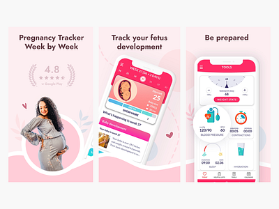 App Store screenshots app design google graphic design international mobile app modern play pregnancy simple tracker ui web design