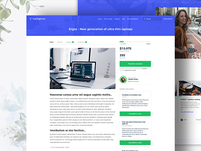 Project Page of Crowdfunding Premium WordPress Theme blue blue and white charity clean creative design crowdfunding crowdfunding campaign indiegogo kickstarter project project page projects website wordpress wordpress theme