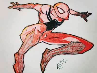 Red Widow colored pencil coloredpencil ink marvel pencil spiderman spidersona traditional