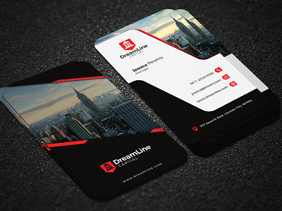 Corporate Business Card black branding business card corporate professional red vertical