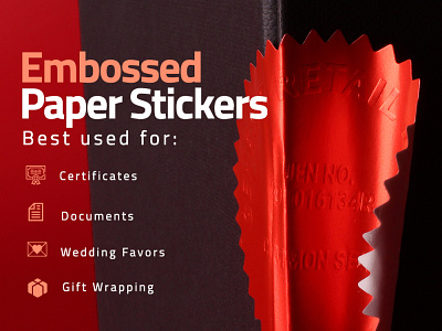 Embossed Paper Stickers branding design sticker