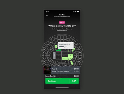 Spotify Ticket Sales app design branded ui checkout concept concert ecommerce music spotify ticket ticket app ui ux