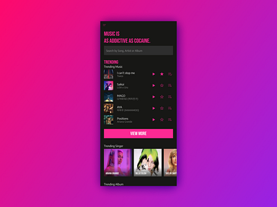 Daily UI:: 069 - Trending app dailyui design mobile music trending ui